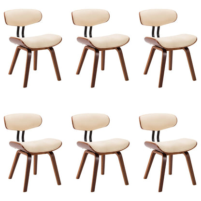 Eetkamerstoelen 6 st gebogen hout en kunstleer crème