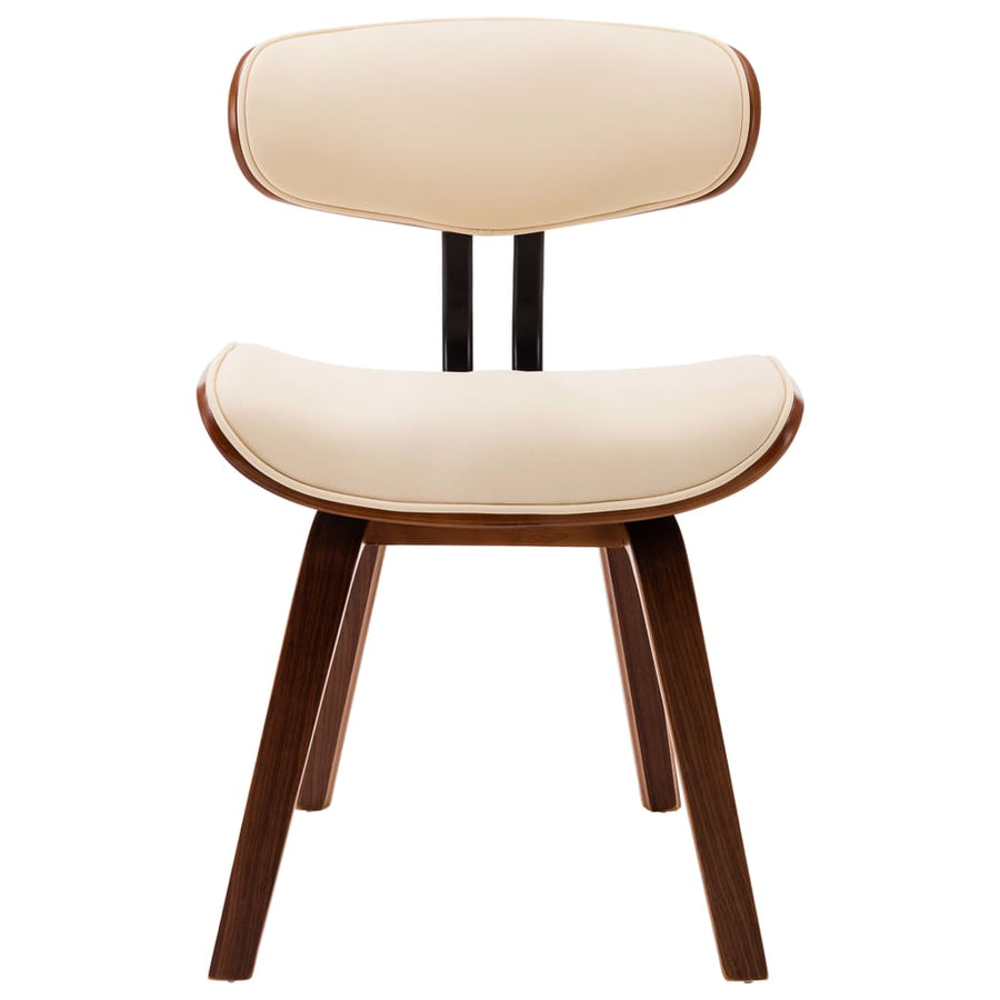 Eetkamerstoelen 6 st gebogen hout en kunstleer crème