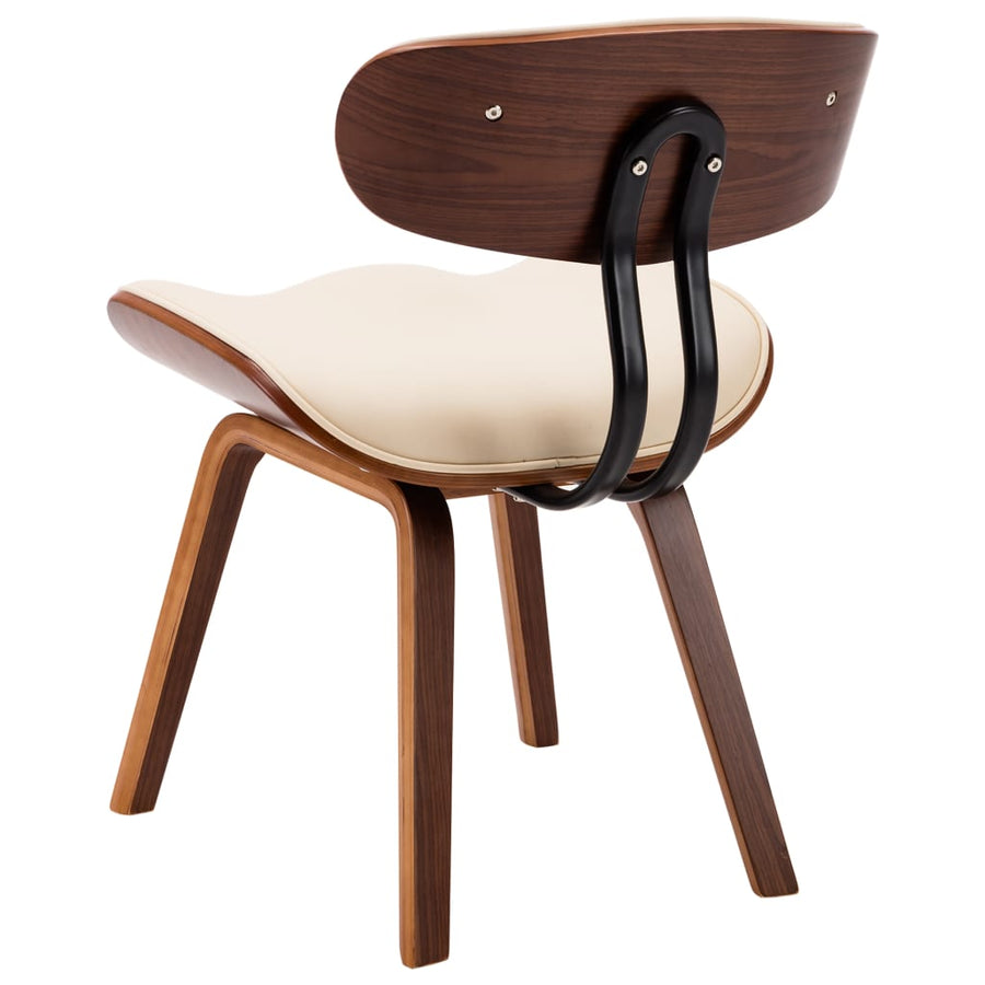 Eetkamerstoelen 6 st gebogen hout en kunstleer crème