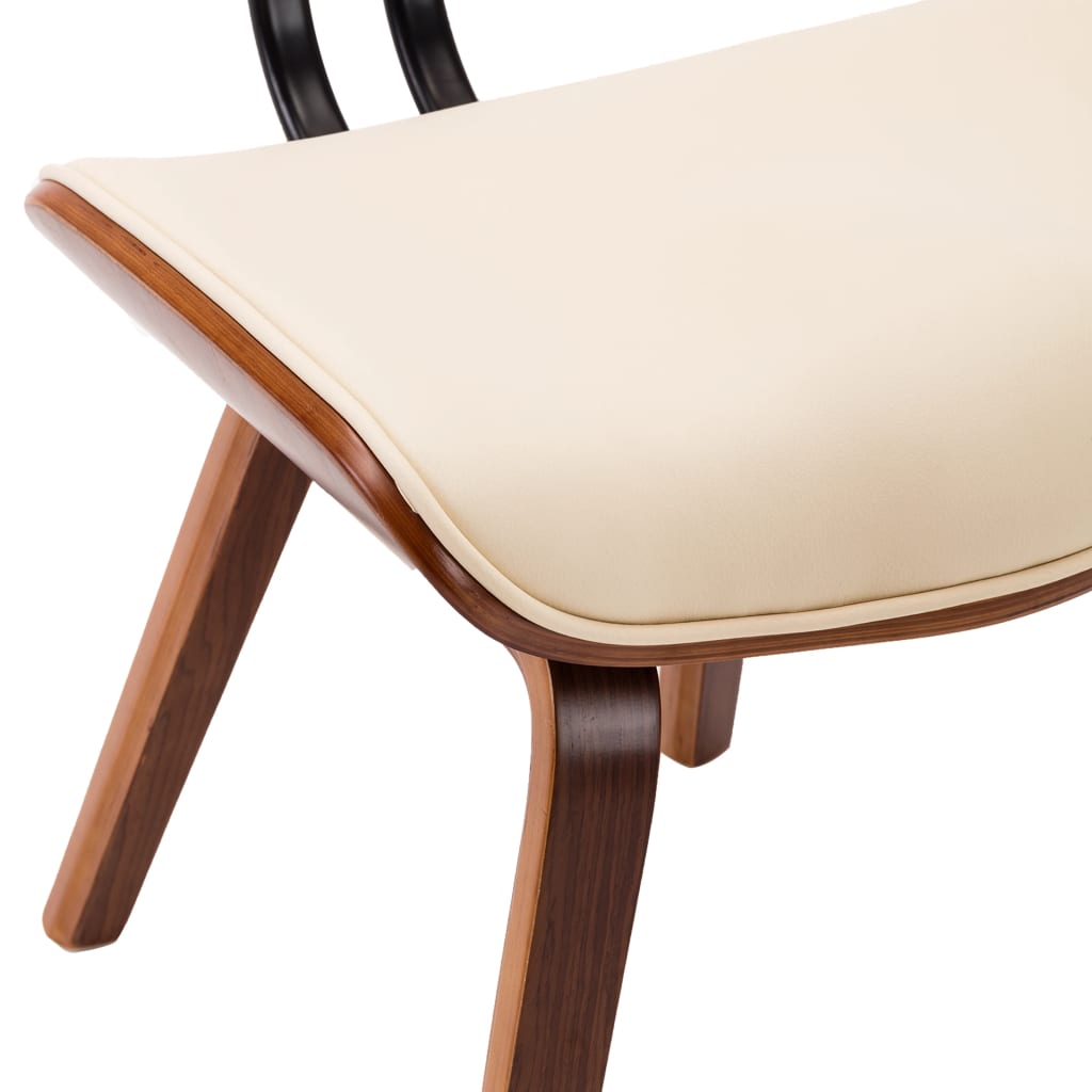 Eetkamerstoelen 6 st gebogen hout en kunstleer crème