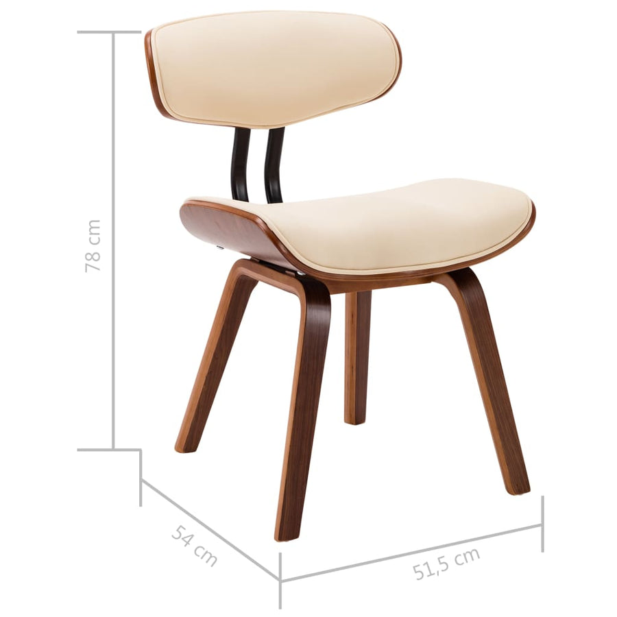 Eetkamerstoelen 6 st gebogen hout en kunstleer crème