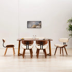 Dining chairs 6 pcs bent wood and cream faux leather