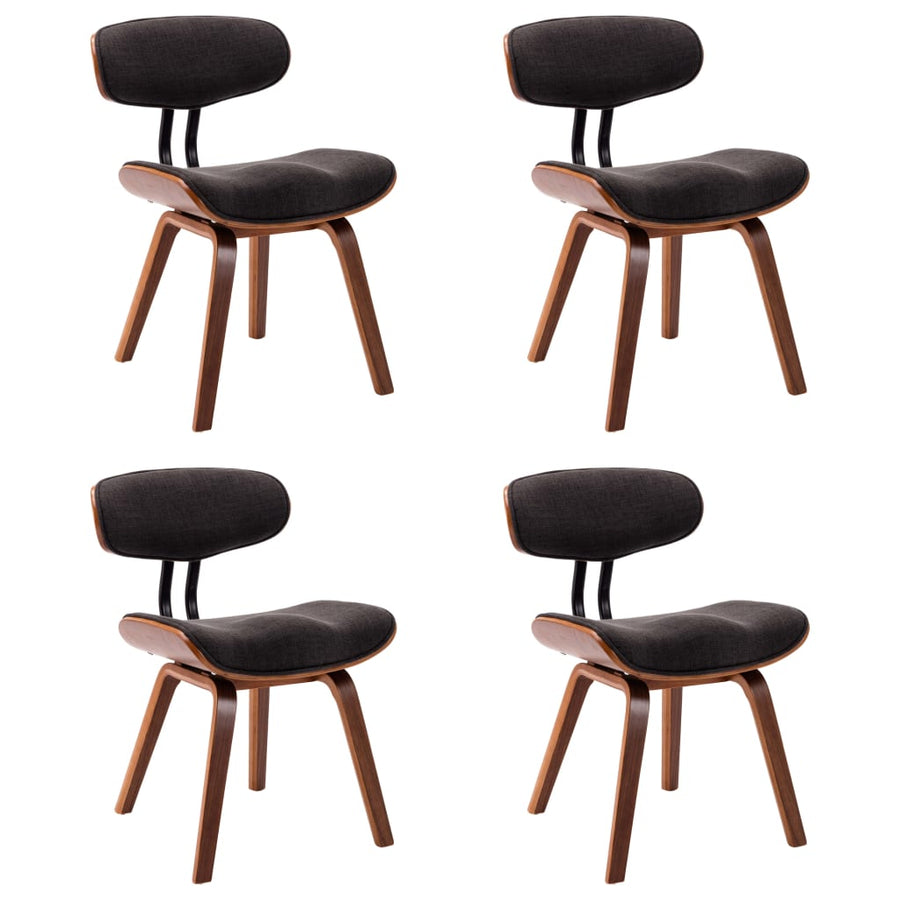 Eetkamerstoelen 4 st gebogen hout en stof grijs