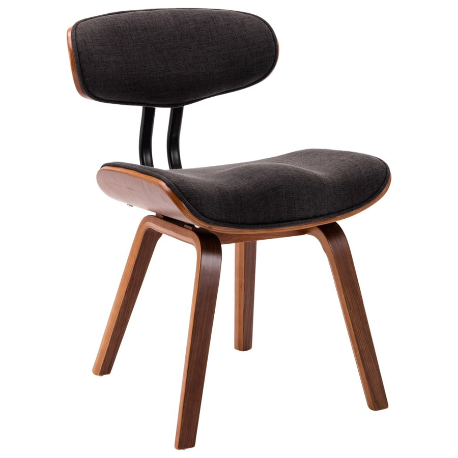 Eetkamerstoelen 4 st gebogen hout en stof grijs