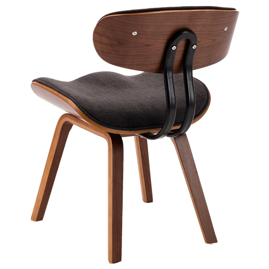 Eetkamerstoelen 4 st gebogen hout en stof grijs