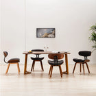 Eetkamerstoelen 4 st gebogen hout stof grijs