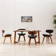 Eetkamerstoelen 4 st gebogen hout stof grijs