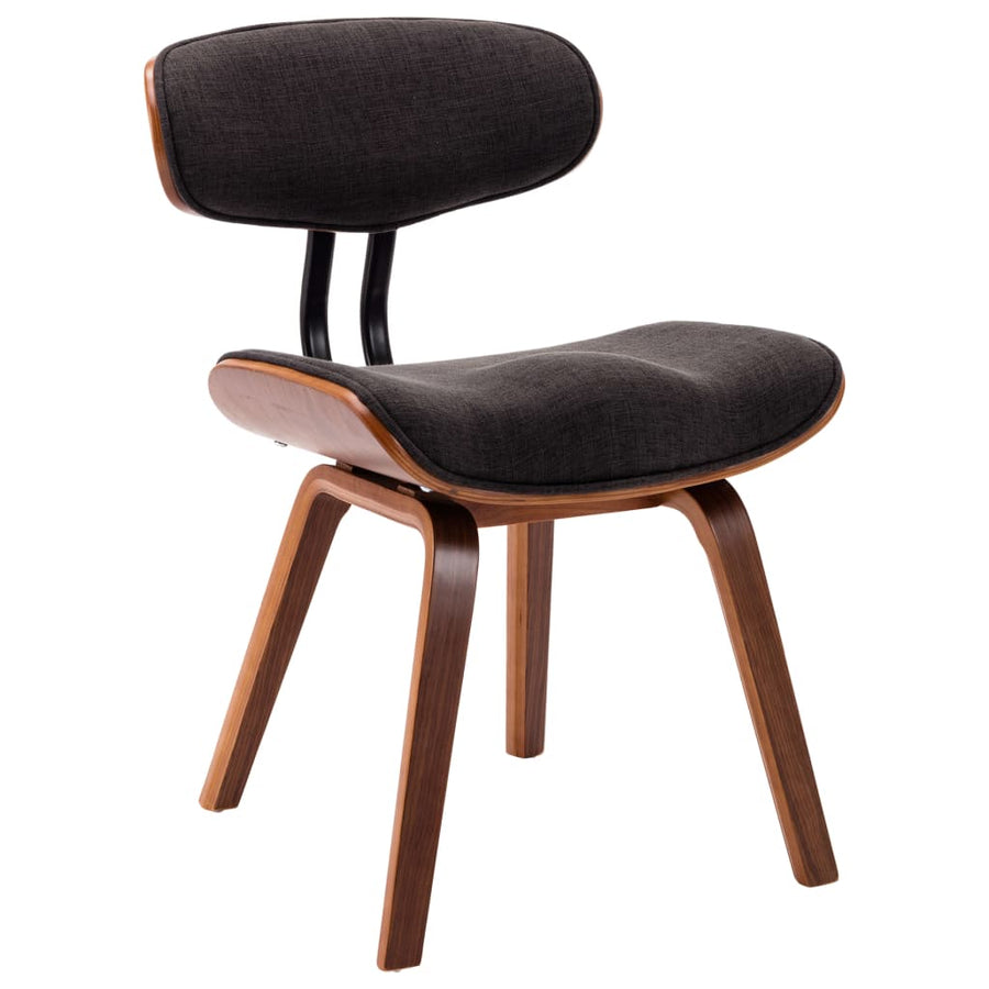 Eetkamerstoelen 6 st gebogen hout en stof grijs