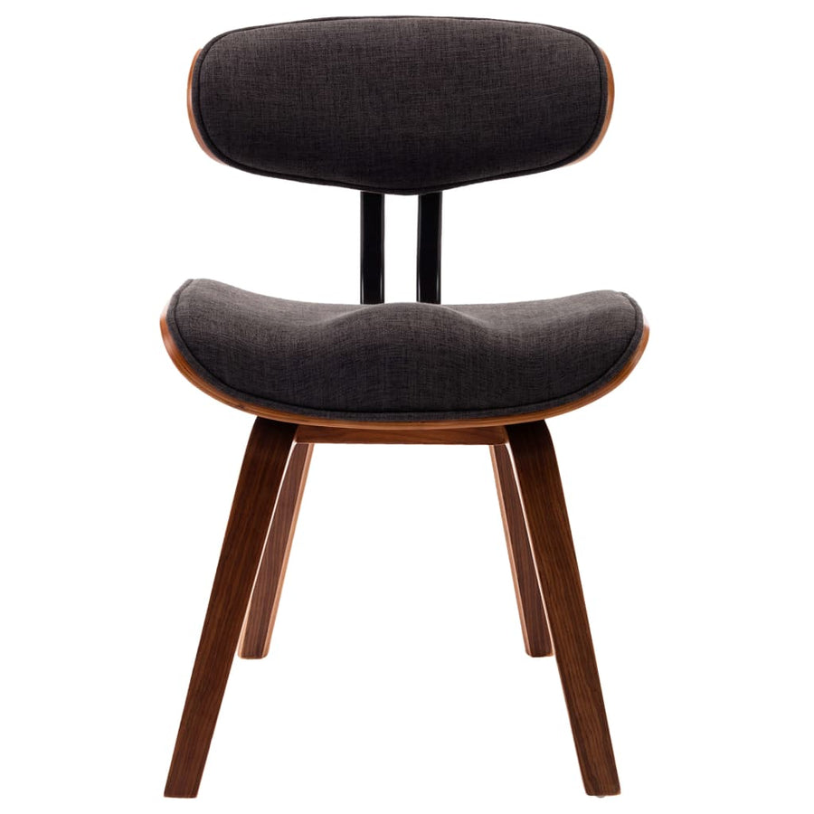 Eetkamerstoelen 6 st gebogen hout en stof grijs