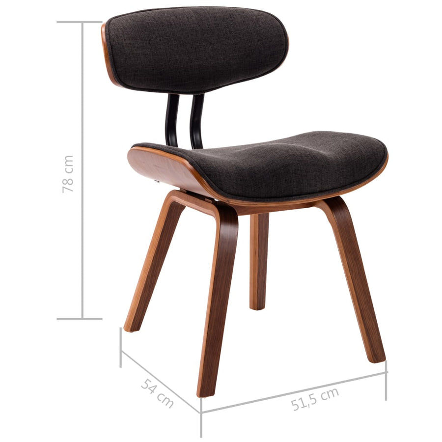 Eetkamerstoelen 6 st gebogen hout en stof grijs