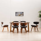 Eetkamerstoelen 6 st gebogen hout stof grijs