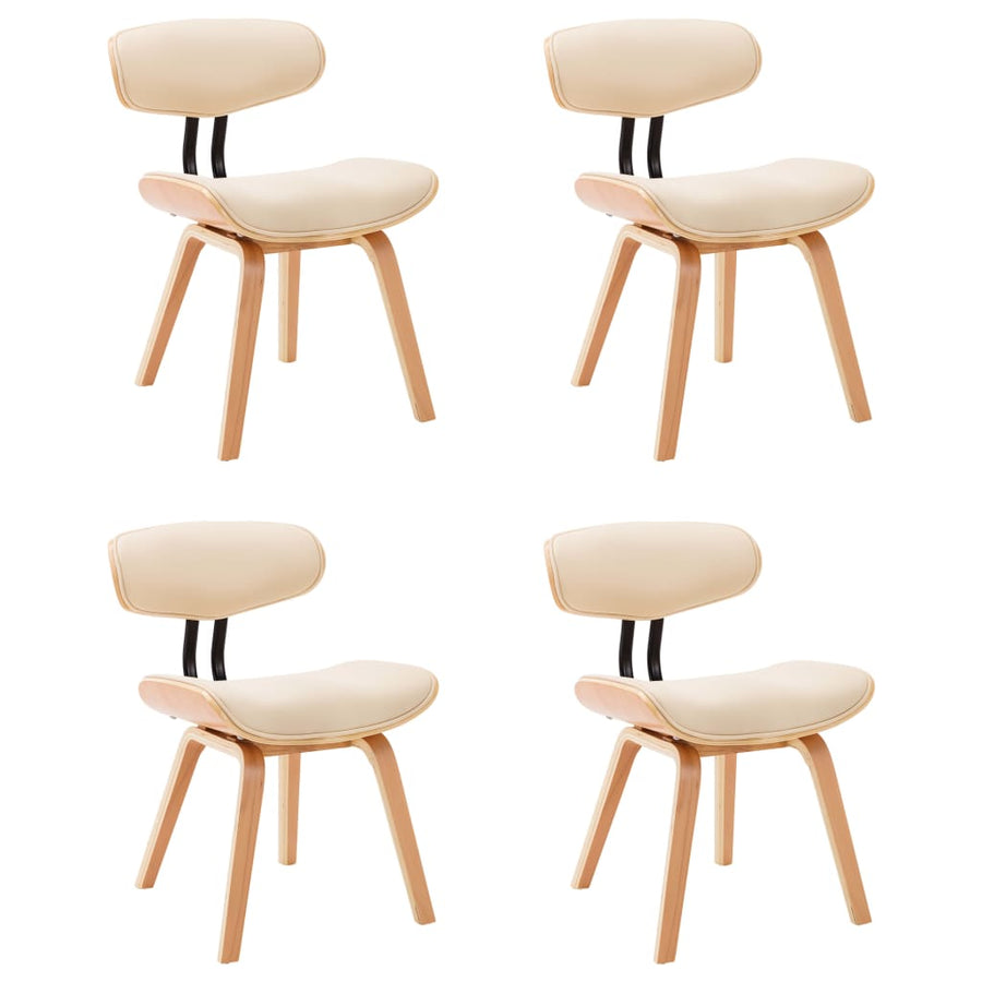 Eetkamerstoelen 4 St Gebogen Hout En Kunstleer Crèmekleurig Crème en lichtbruin