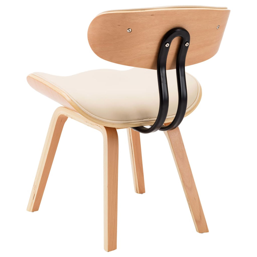 Eetkamerstoelen 4 St Gebogen Hout En Kunstleer Crèmekleurig Crème en lichtbruin