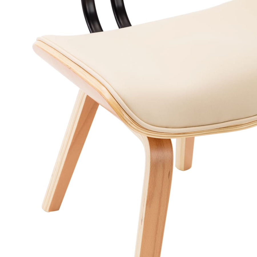 Eetkamerstoelen 4 St Gebogen Hout En Kunstleer Crèmekleurig Crème en lichtbruin