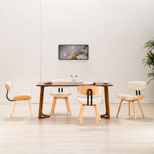 Eetkamerstoelen 4 St Gebogen Hout En Kunstleer Crèmekleurig Crème en lichtbruin