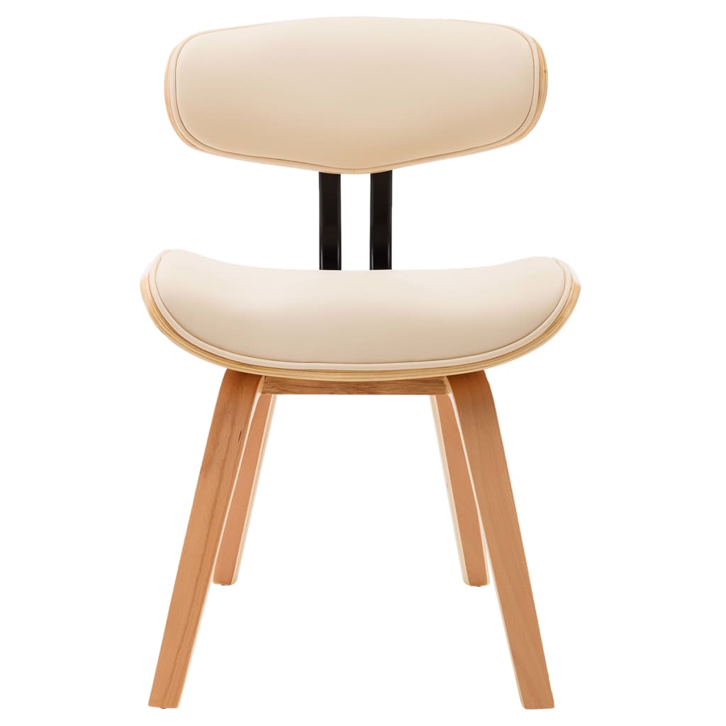 Eetkamerstoelen 6 St Gebogen Hout En Kunstleer Crème Crème en lichtbruin