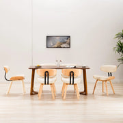 Eetkamerstoelen 6 st gebogen hout kunstleer crème