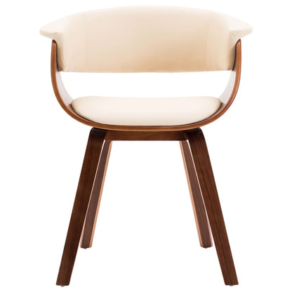 Eetkamerstoelen Gebogen Hout En Kunstleer Kleurig 2 Crème en donkerbruin