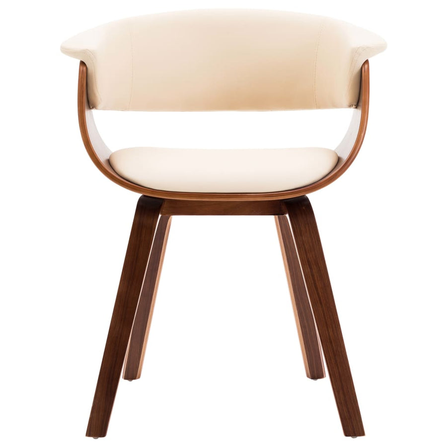 Eetkamerstoelen Gebogen Hout En Kunstleer Kleurig 2 Crème en donkerbruin