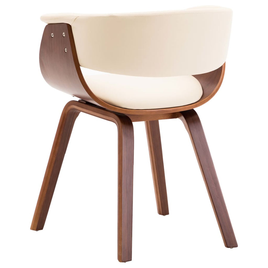 Eetkamerstoelen Gebogen Hout En Kunstleer Kleurig 2 Crème en donkerbruin