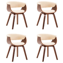 Eetkamerstoelen Gebogen Hout En Kunstleer Kleurig 4 Crème en donkerbruin