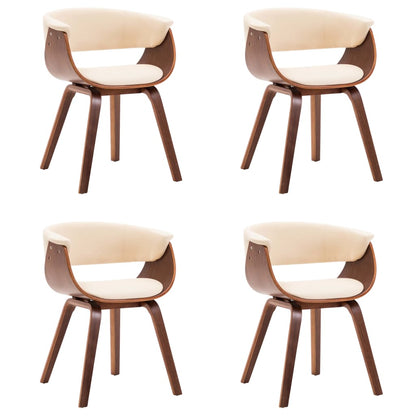 Eetkamerstoelen Gebogen Hout En Kunstleer Kleurig 4 Crème en donkerbruin