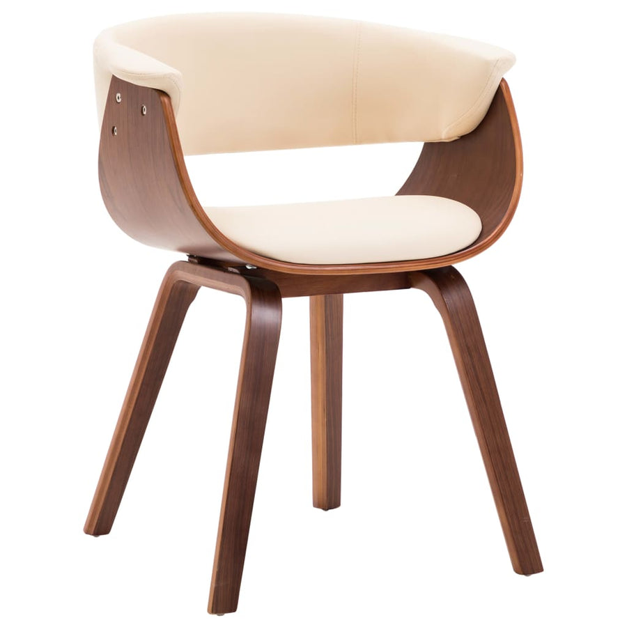 Eetkamerstoelen Gebogen Hout En Kunstleer Kleurig 4 Crème en donkerbruin