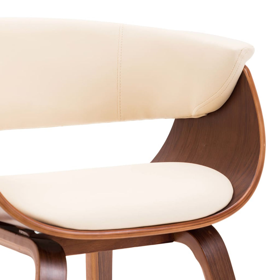 Eetkamerstoelen Gebogen Hout En Kunstleer Kleurig 4 Crème en donkerbruin