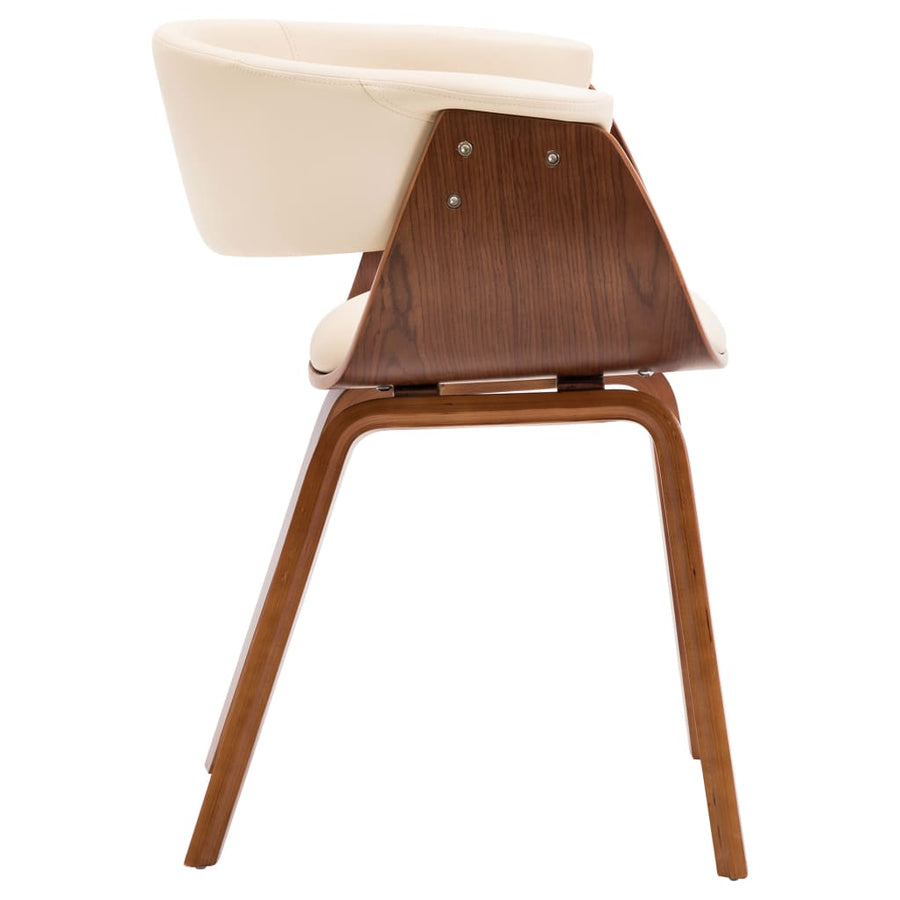 Eetkamerstoelen Gebogen Hout En Kunstleer Kleurig 4 Crème en donkerbruin