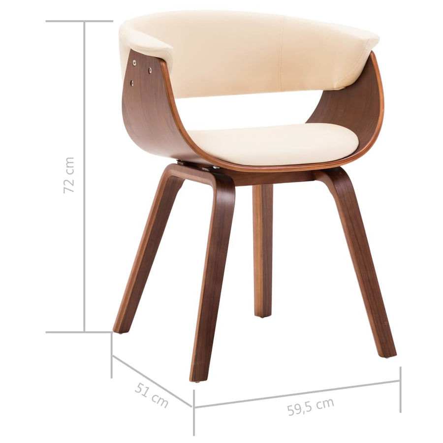 Eetkamerstoelen Gebogen Hout En Kunstleer 6 Crème en donkerbruin