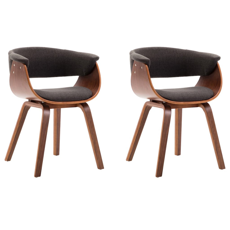 Eetkamerstoelen Gebogen Hout En Stof 2 Grijs