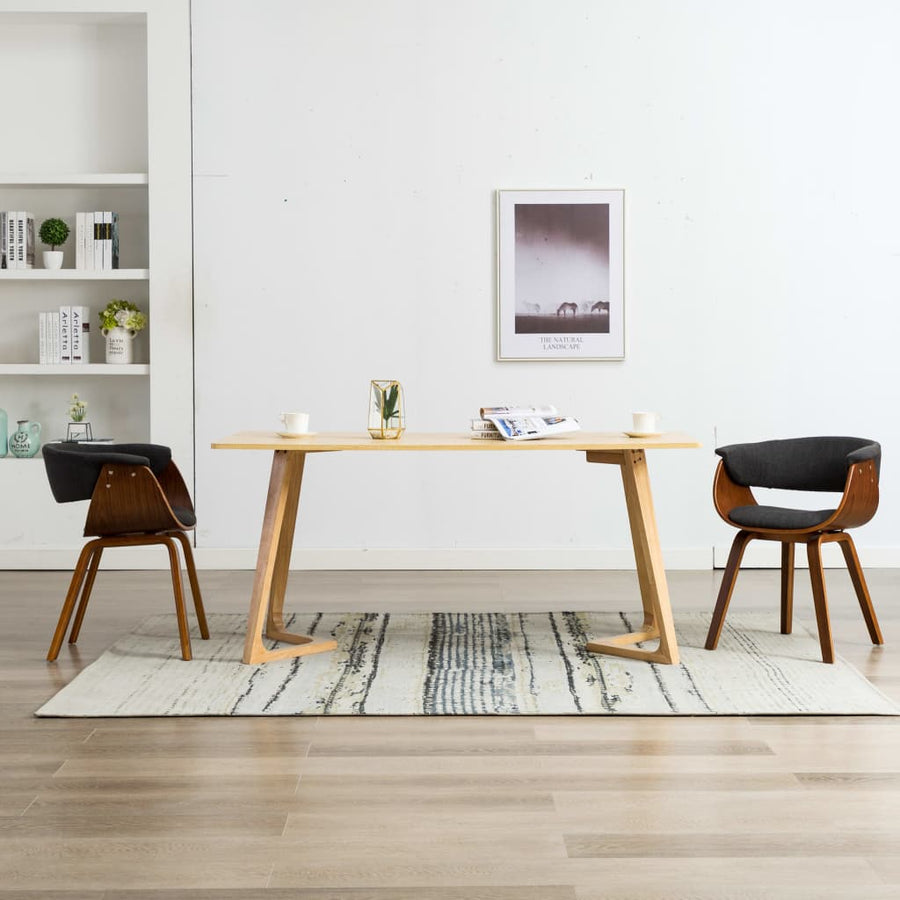 Eetkamerstoelen Gebogen Hout En Stof 2 Grijs