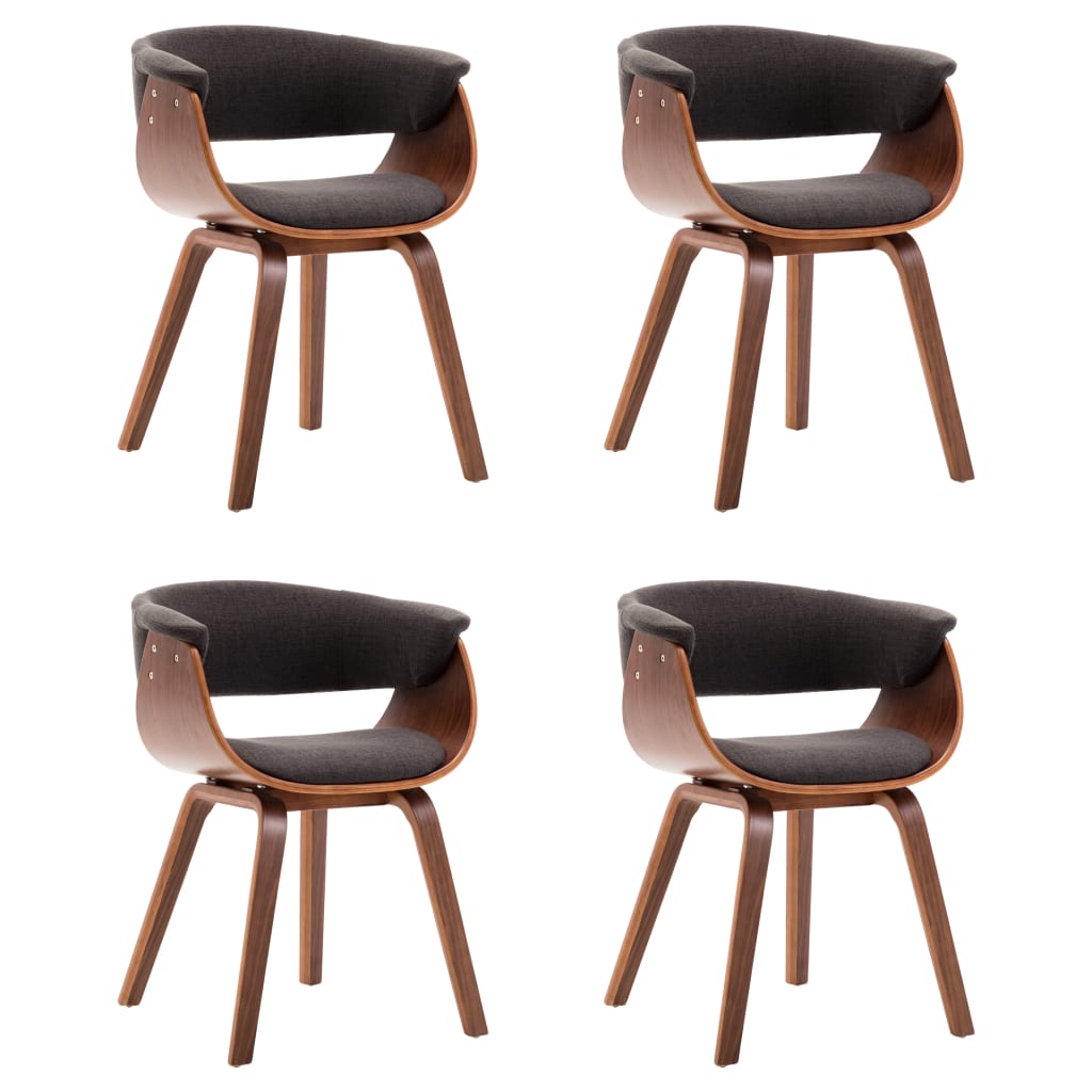 Eetkamerstoelen Gebogen Hout En Stof 4 Grijs