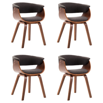 Eetkamerstoelen Gebogen Hout En Stof 4 Grijs