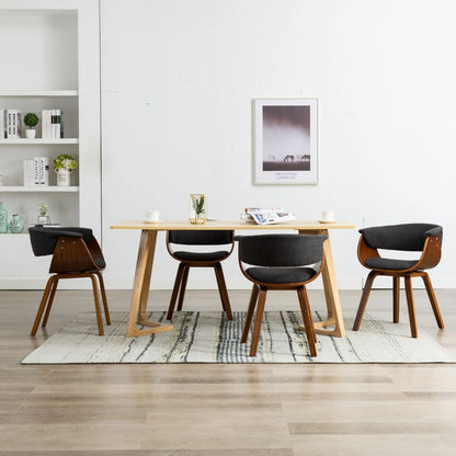 Eetkamerstoelen Gebogen Hout En Stof 4 Grijs