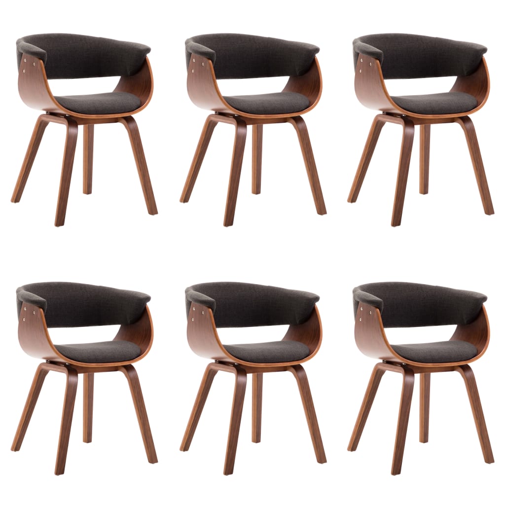 Eetkamerstoelen Gebogen Hout En Stof 6 Grijs