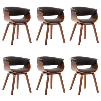 Eetkamerstoelen Gebogen Hout En Stof 6 Grijs