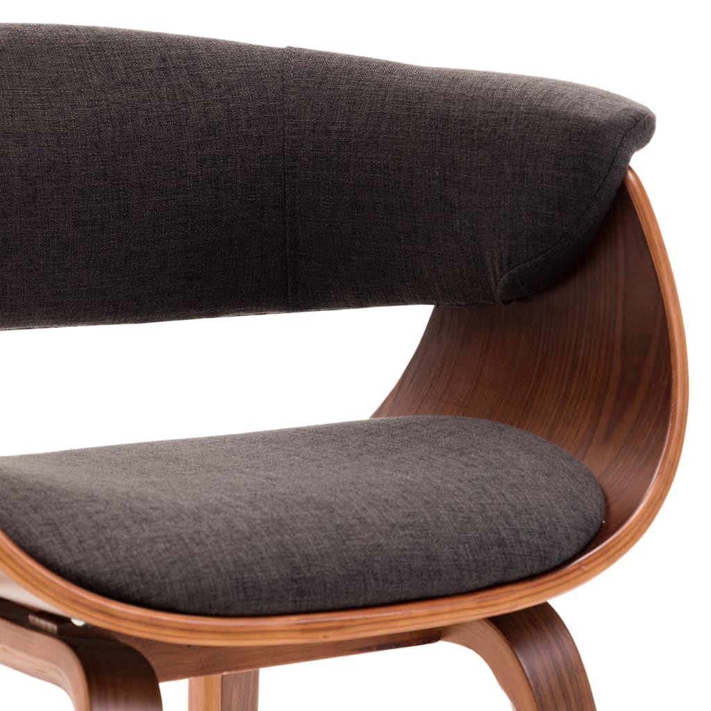 Eetkamerstoelen Gebogen Hout En Stof 6 Grijs