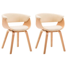 Eetkamerstoelen Gebogen Hout En Kunstleer Kleurig 2 Crème en lichtbruin