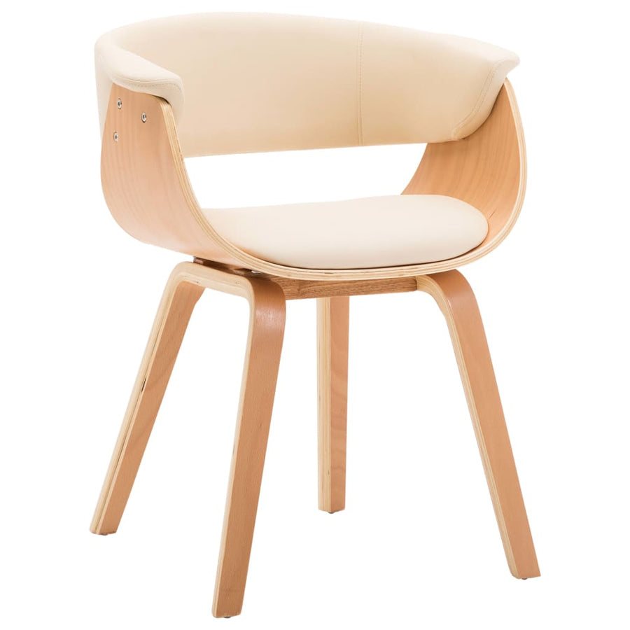 Eetkamerstoelen Gebogen Hout En Kunstleer Kleurig 2 Crème en lichtbruin