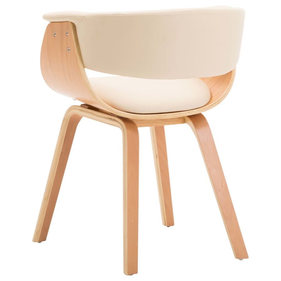 Eetkamerstoelen Gebogen Hout En Kunstleer Kleurig 2 Crème en lichtbruin