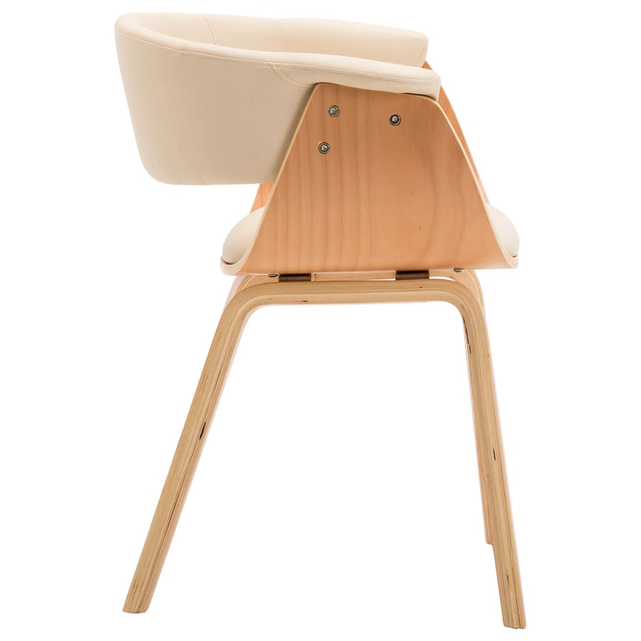 Eetkamerstoelen Gebogen Hout En Kunstleer Kleurig 2 Crème en lichtbruin