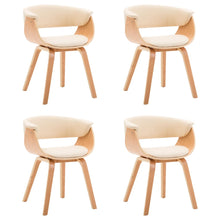 Eetkamerstoelen Gebogen Hout En Kunstleer Kleurig 4 Crème en lichtbruin