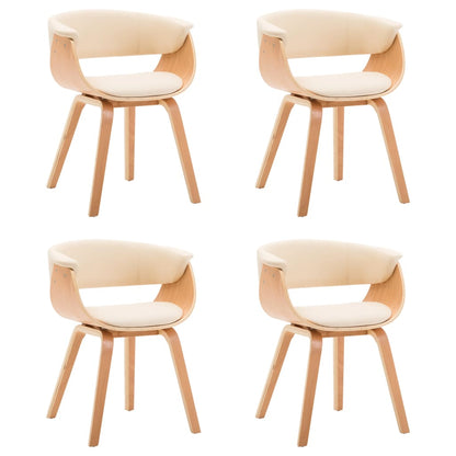 Eetkamerstoelen Gebogen Hout En Kunstleer Kleurig 4 Crème en lichtbruin