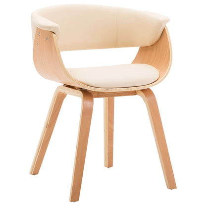 Eetkamerstoelen Gebogen Hout En Kunstleer Kleurig 4 Crème en lichtbruin