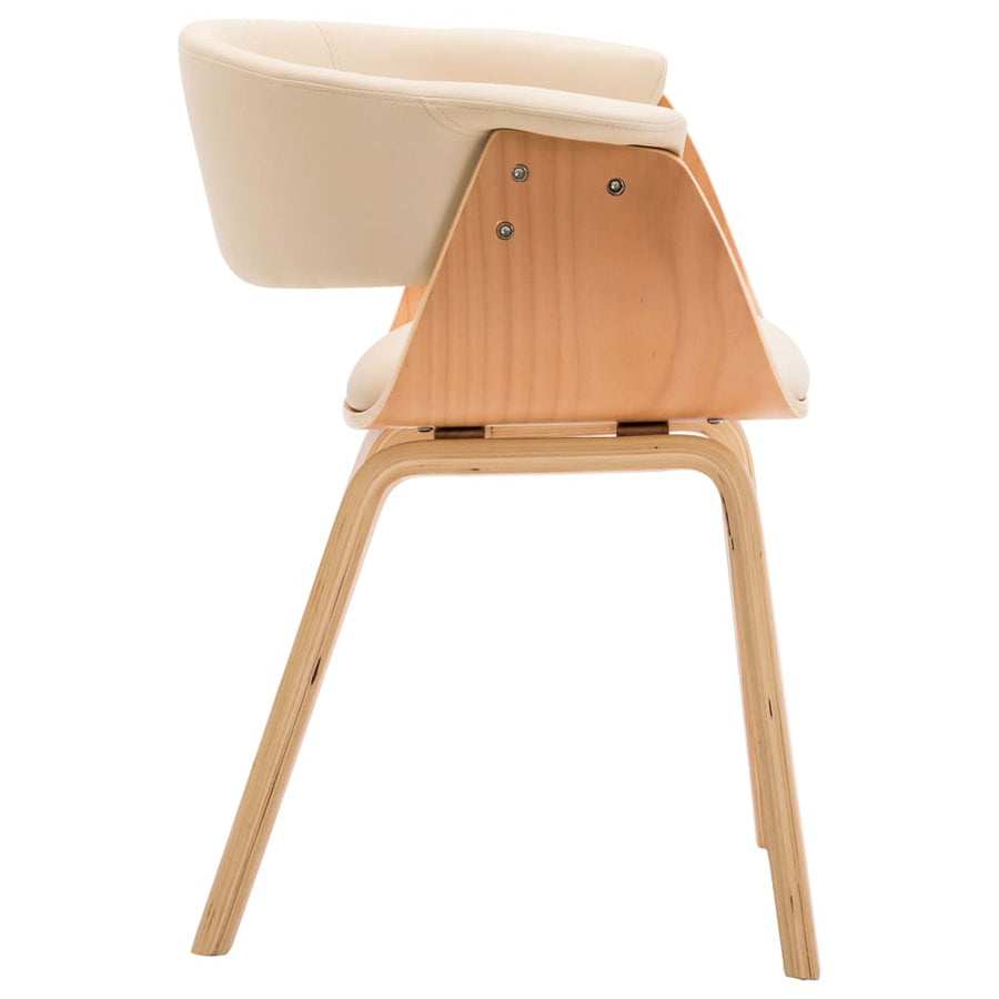 Eetkamerstoelen Gebogen Hout En Kunstleer Kleurig 4 Crème en lichtbruin