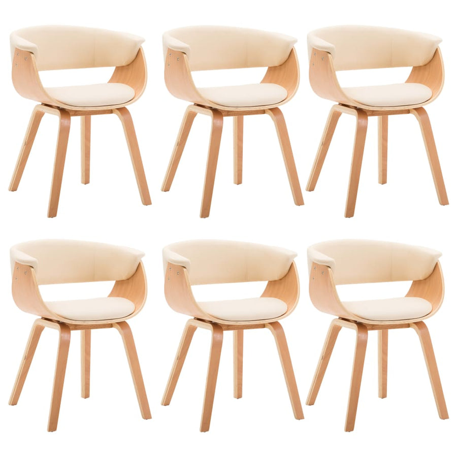 Eetkamerstoelen Gebogen Hout En Kunstleer 6 Crème en lichtbruin