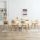 Eetkamerstoelen 6 st gebogen hout kunstleer crème