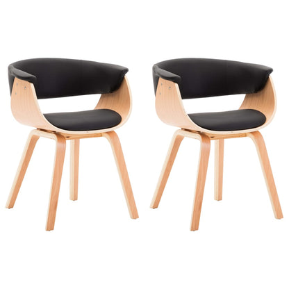 Eetkamerstoelen 2 st gebogen hout en kunstleer