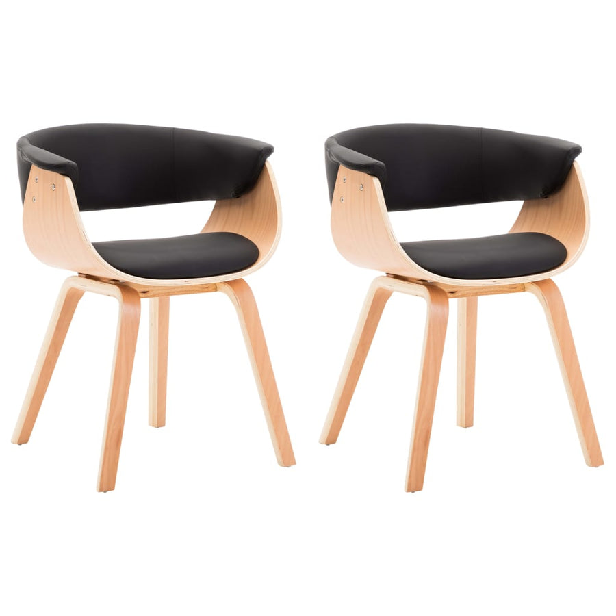 Eetkamerstoelen 2 st gebogen hout en kunstleer